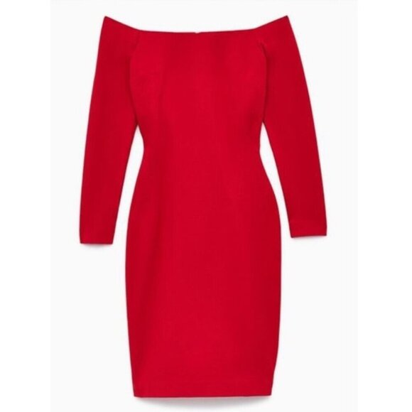 Aritzia Babaton Payton Off The Shoulder Dress Red Size 4 - Picture 1 of 8